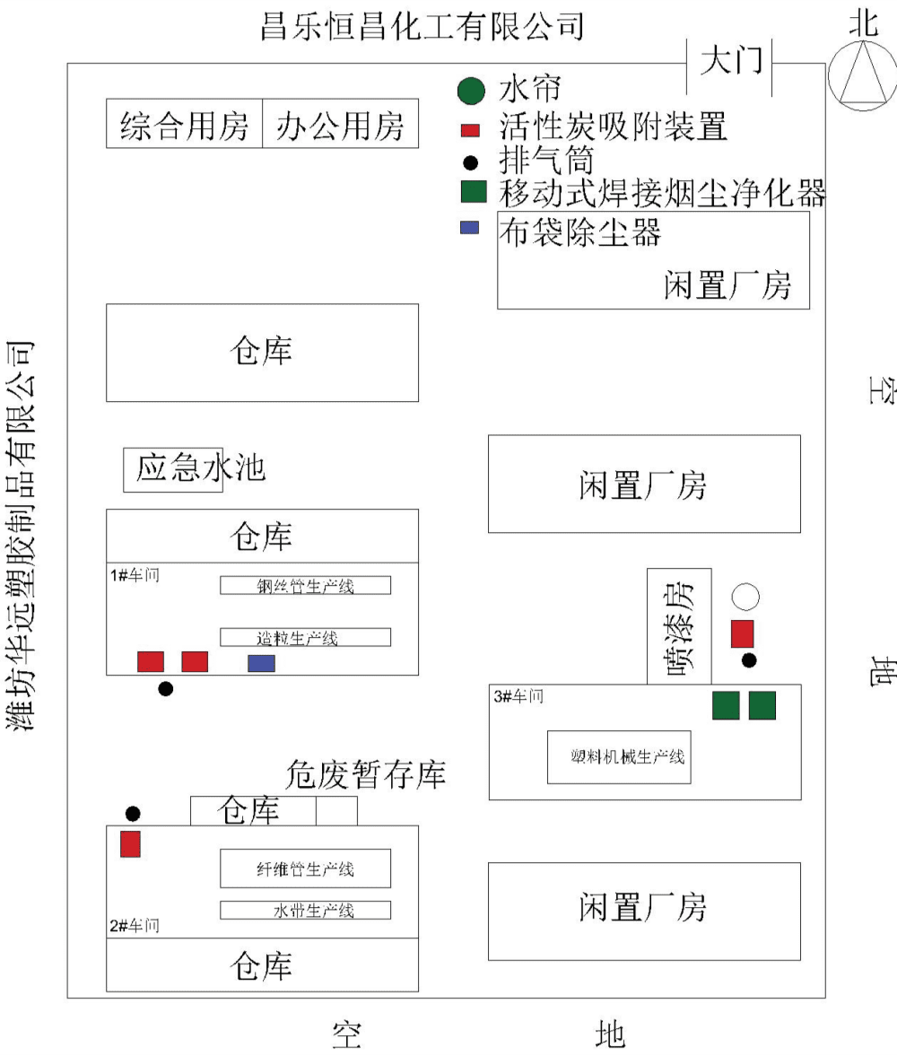 廠區平面布置圖（比例尺1:1000）